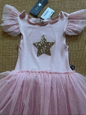 Petite Hailey Girls' Pink Sequin Star Tulle Party Dress